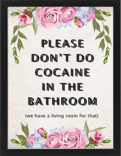 M&M Smartek gedrucktes Poster in A4 Spruch - Bitte koksen Sie nicht im Badezimmer, dafür haben wir ein Wohnzimmer - Hochauflösender Druck. Verschiedene Motive (Motiv_2_a4_Rahmen_s) von M&M Smartek