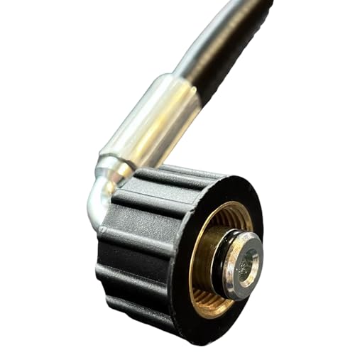 Schlauchadapter 90° Winkel M22 x 1,5 für Kärcher u.a. Hochdruckreiniger Kupplung Innen- + Außengewinde - bis 160 Bar & 40°C - für Heiß- & Kaltwasser Länge 30–200cm (M22 x 1,5 90° auf M22 IG, 80 cm) von M&M Smartek