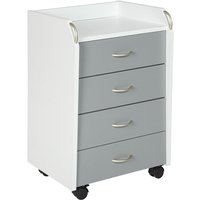 Printi Kommode Rollcontainer 6 Schubladen, 4 Rollen (inkl. 2 mit Stopper) Weiss, Grau. von M&S