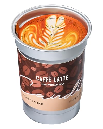 M&SENSE Duftkerzen Coffee, 460g Latte Kaffee Kerze, Herbst Kerze Brenndauer bis 99 Std. Vegan Natürliche Sojakerze, Duftkerze mit Kaffee für Kaffeeliebhaber, Männer, Frauen von M&SENSE
