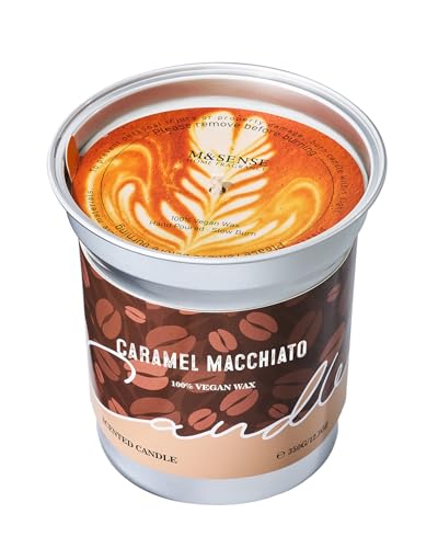 M&SENSE Kaffee Duftkerzen im Glas, Macchiato Duftkern 350g, Brenndauer bis 73 Std. Vegan Natürliche Sojakerze, Duftkerze mit Kaffee für Kaffeeliebhaber, Männer, Frauen von M&SENSE