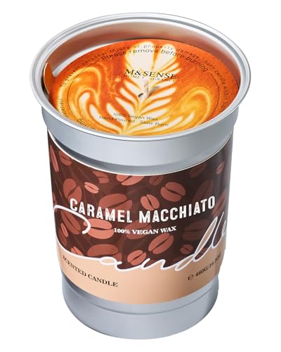 M&SENSE Duftkerzen Coffee, 460g Macchiato Kaffee Kerze, Herbst Kerze Brenndauer bis 99 Std. Vegan Natürliche Sojakerze, Duftkerze mit Kaffee für Kaffeeliebhaber, Männer, Frauen von M&SENSE
