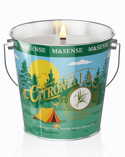 M&SENSE Citronella Kerze Outdoor groß 1076g, Eukalyptus Duftkerze im Glas，220 Std Brenndauer, Sommer Duftkerze mit 8% Citronella Öl Natürliche Sojawachs, Eukalyptus Kerze für Garten Grill Terrasse von M&SENSE