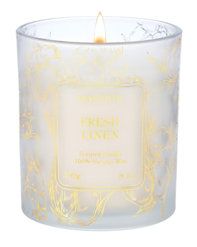 M&SENSE Frischer Linen Duftkerze 230g, Duftkerze im Glas für Frauen und Männer, Natürliche Vegane Sojakerze, Bis zu 42h Brenndauer, Aromatherapie Kerze für Zuhause, Schlafzimmer, Badezimmer M&SENSE Frischer Linen Duftkerze 230g, Duftkerze im Glas für Frauen und Männer, Natürliche Vegane Sojakerze, Bis zu 42h Brenndauer, Aromatherapie Kerze für Zuhause, Schlafzimmer, Badezimmer von M&SENSE
