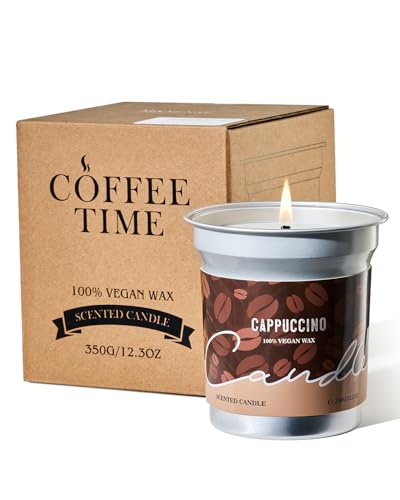 M&SENSE 460g Kaffee Duftkerze, Cappuccino Duftkerzen im Glas, Vegan Natürliche Sojakerze, Bis zu 99 Std. Brenndauer, Duftkerzen Geschenk für Kaffeeliebhaber, Männer, Frauen von M&SENSE