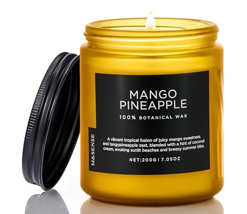 M&SENSE Mango Ananas Tropen Duftkerze (200g, 50h) – 2-Docht Fruchtduft Kerze – Natürliche Sojawachs-Kerze – Sommergeschenk & Aromatherapie​ von M&SENSE