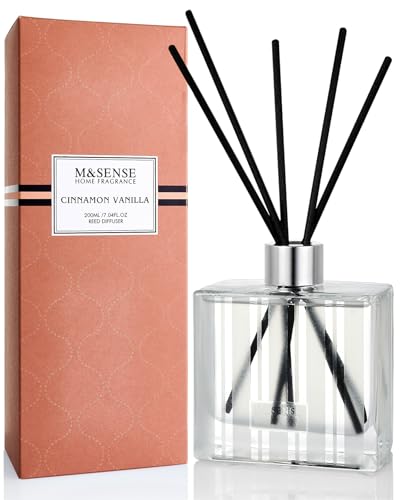 M&SENSE Duftstäbchen Set, 200ml Zimt & Vanille Duft, Aroma Diffuser mit 7 Stäbchen, langanhaltender Raumduft für Badezimmer, Schlafzimmer, Regal, Geschenkidee für Sie, MSRD0106 M&SENSE Duftstäbchen Set, 200ml Zimt & Vanille Duft, Aroma Diffuser mit 7 Stäbchen, langanhaltender Raumduft für Badezimmer, Schlafzimmer, Regal, Geschenkidee für Sie, MSRD0106 von M&SENSE