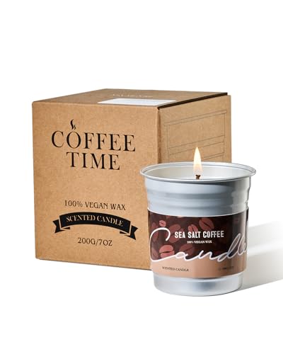 M&SENSE Duftkerzen Coffee, 200g Meersalz Kaffee Kerze, Herbst Kerze Brenndauer bis 48 Std. Vegan Natürliche Sojakerze, Duftkerze mit Kaffee für Kaffeeliebhaber, Männer, Frauen von M&SENSE