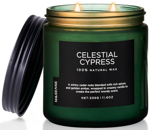 M&SENSE Zedernholz & Kardamom Duftkerzen im Glas 330g 2 Baumwolldochte starker Duft 70 Std lang anhaltende Kerze natürliche Sojawachskerze geschenkkerzen Celestial Cypress Scented Jar Candle M&SENSE Zedernholz & Kardamom Duftkerzen im Glas 330g 2 Baumwolldochte starker Duft 70 Std lang anhaltende Kerze natürliche Sojawachskerze geschenkkerzen Celestial Cypress Scented Jar Candle von M&SENSE