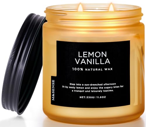 M&SENSE Zitrone Vanille Duftkerzen im Glas, 330g 70 Stunden lang anhaltende Kerzen für Zuhause, 2 Docht natürliche Soja-Kerzen im Glas, Kerze Geschenke für Frauen und Männer M&SENSE Zitrone Vanille Duftkerzen im Glas, 330g 70 Stunden lang anhaltende Kerzen für Zuhause, 2 Docht natürliche Soja-Kerzen im Glas, Kerze Geschenke für Frauen und Männer von M&SENSE