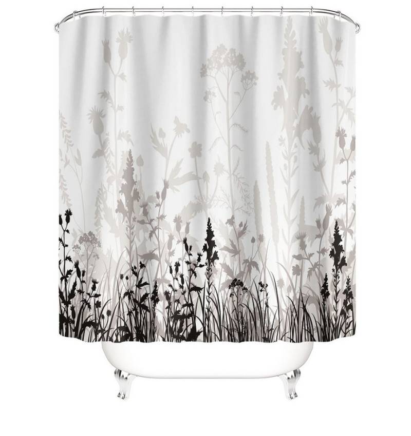 M&W DAS DESIGN Duschvorhang 180x200 Shower curtains Anti schimmel Waschbar Schwarze Pflanzen von M&W DAS DESIGN