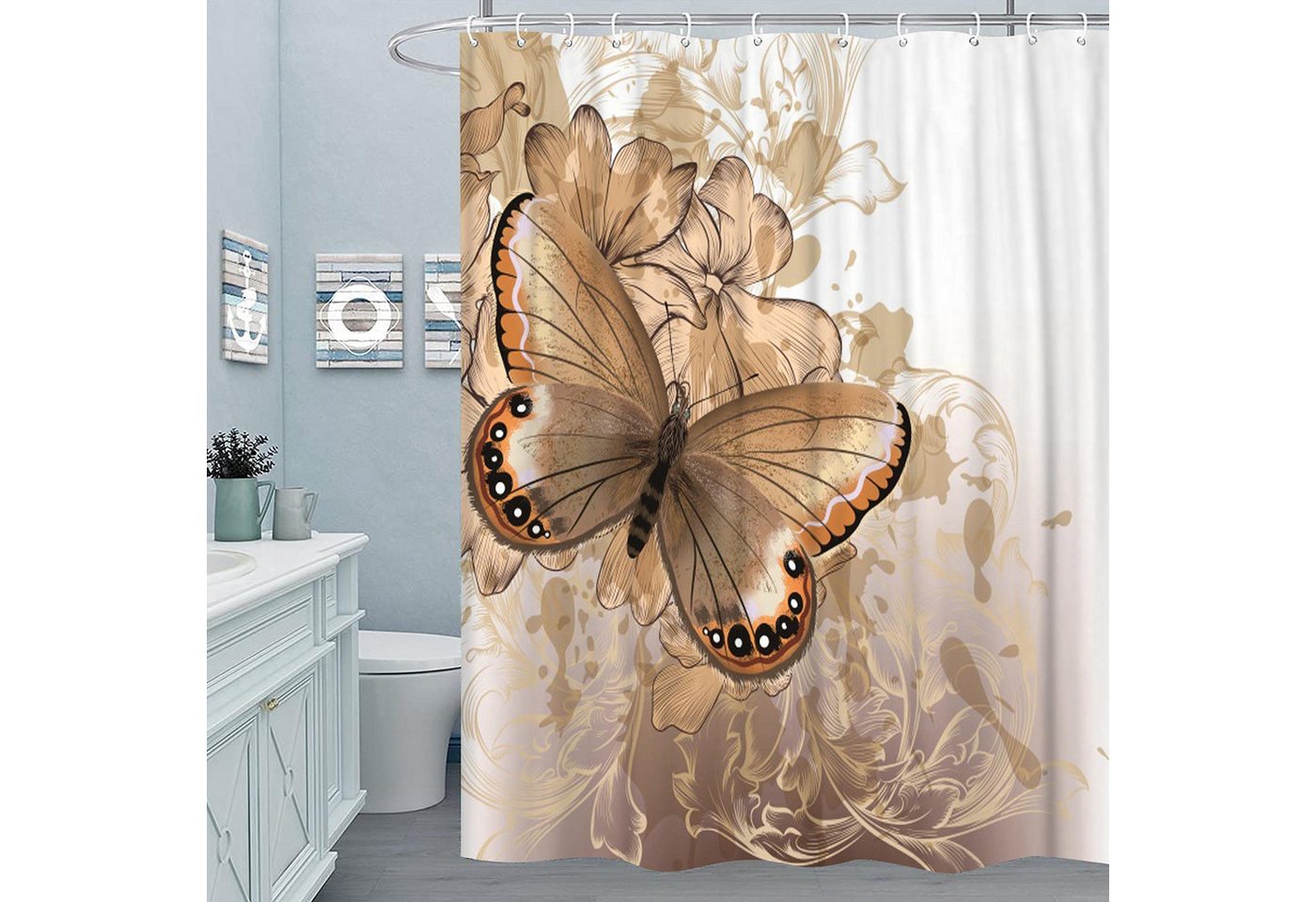M&W DAS DESIGN Duschvorhang 180x200 Shower curtains Anti schimmel Waschbar golden Schmetterling M&W DAS DESIGN Duschvorhang 180x200 Shower curtains Anti schimmel Waschbar golden Schmetterling von M&W DAS DESIGN