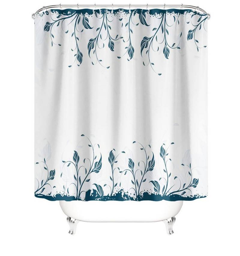 M&W DAS DESIGN Duschvorhang Duschvorhang blaue Pflanzen Shower curtains Anti schimmel 180x200 von M&W DAS DESIGN