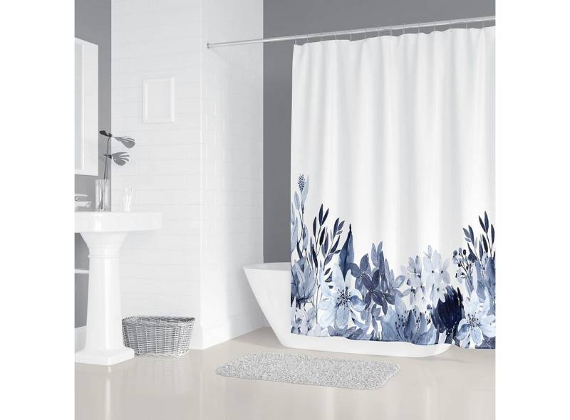 M&W DAS DESIGN Duschvorhang Shower curtains Anti schimmel Waschbar 180x200cm Blauweiß pflanzen von M&W DAS DESIGN