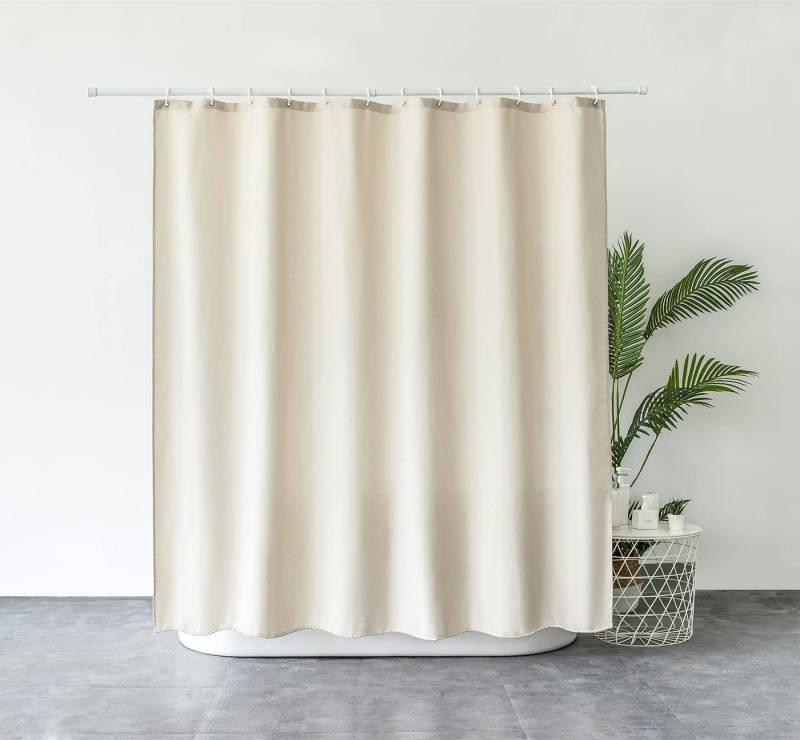 M&W DAS DESIGN Duschvorhang Shower curtains Anti schimmel Waschbar Mit gewicht Schwer Leinen beige Breite 200 cm von M&W DAS DESIGN