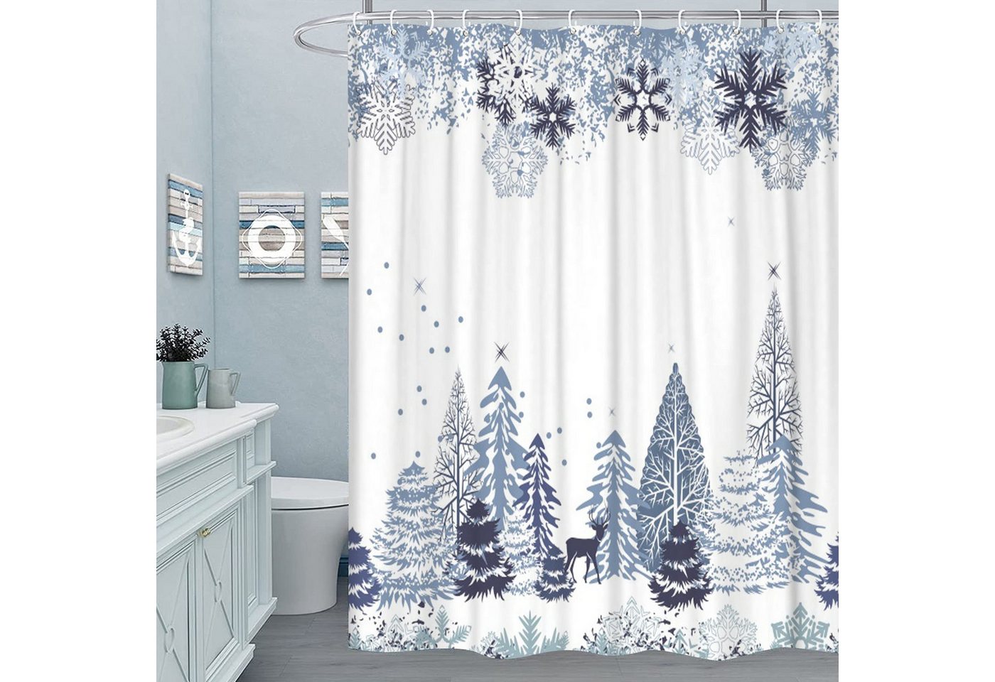 M&W DAS DESIGN Duschvorhang Weihnachten Duschvorhang 180x200cm Shower curtains Anti schimmel von M&W DAS DESIGN
