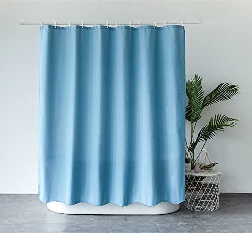 M&W DAS DESIGN Duschvorhang aus schwerem Textil Gewebe Leinenoptik schwere Qualität Schimmelresistent Stoff Luxus 100% Wasserdicht Blickdicht inkl. 12 Haken Gewicht unten 180x200cm(BxH) türkis von M&W DAS DESIGN