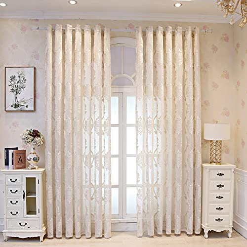 M&W DAS DESIGN Gardinenschal halbtransparent Vintage Retro Barock Dekoschal Stoff Ösenschal Voile Fensterschal Stickerei Jacquard Stores Gardinen von M&W DAS DESIGN
