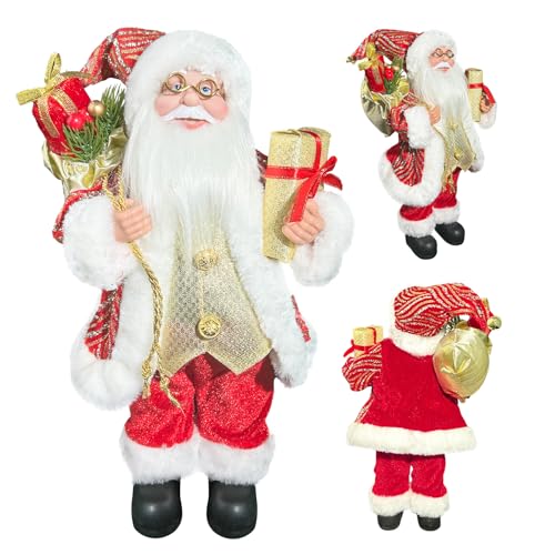 Weihnachtsmann-Figur mit Geschenksack, Weihnachtsdekoration für das Wohnzimmer, stehende Tischdeko, ideal für eine Festliche Atmosphäre, Santa Claus Deko für Ihr Zuhause, Christmas Paradise von M&W DAS DESIGN