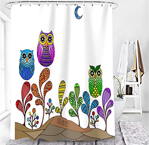 M&W DasDesign Duschvorhang bunt Eule schwer Farbvolle Blumen Pflanzen Badezimmer Textil Vorhang mit Antischimmel Effekt Kaktus Mond waschbar Shower Curtain inkl. 12 C-Ringe mit Gewicht unten 180x200cm M&W DasDesign Duschvorhang bunt Eule schwer Farbvolle Blumen Pflanzen Badezimmer Textil Vorhang mit Antischimmel Effekt Kaktus Mond waschbar Shower Curtain inkl. 12 C-Ringe mit Gewicht unten 180x200cm von M&W DAS DESIGN