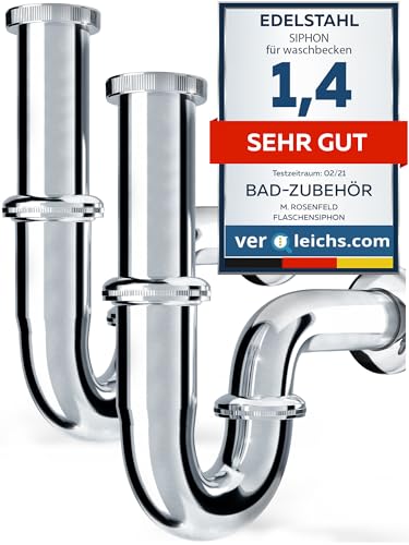 M. ROSENFELD HOME 2er-Set Universal Siphon für Waschbecken Waschtisch + Einbauanleitung - Abflussgarnitur passgenau – Geruchsverschluss aus Messing inkl. Gummimanschette M. ROSENFELD HOME 2er-Set Universal Siphon für Waschbecken Waschtisch + Einbauanleitung - Abflussgarnitur passgenau – Geruchsverschluss aus Messing inkl. Gummimanschette von M. ROSENFELD HOME