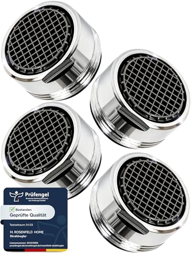 4 Stk Wasserhahn Aufsatz Strahlregler M24 Wasserfluss 5l/min - High Tech Anti Kalk Wasserhahn Sieb mit Kugelförmige Filter - Luftsprudler aus Verchromten Messing - Aufsatz Strahlregler für Wasserhähne 4 Stk Wasserhahn Aufsatz Strahlregler M24 Wasserfluss 5l/min - High Tech Anti Kalk Wasserhahn Sieb mit Kugelförmige Filter - Luftsprudler aus Verchromten Messing - Aufsatz Strahlregler für Wasserhähne von M. ROSENFELD HOME