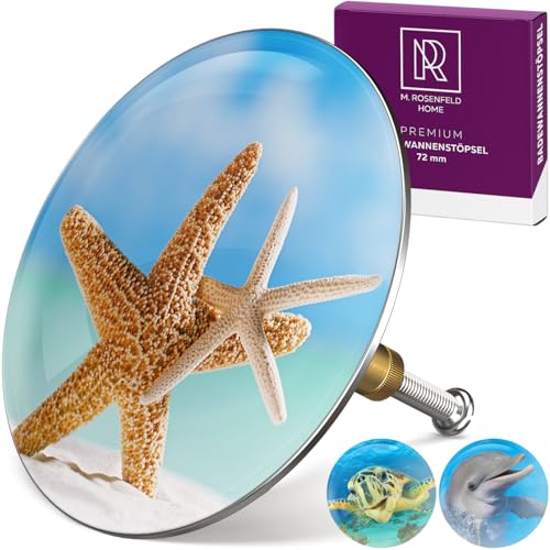 M. ROSENFELD HOME Badewannenstöpsel mit Motiv Seestern - Sea Star - Stöpsel Badewanne 72mm Universal Badewannenstöpsel aus Messing mit Doppel Dichtung von M. ROSENFELD HOME