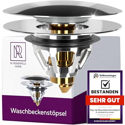 M. ROSENFELD HOME Waschbecken Ablaufgarnitur 34-38 mm Waschbeckenstopfen Pop-Up Abflusssieb Stöpsel für Waschbecken von M. ROSENFELD HOME