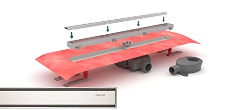 VIGOUR-SET Duschrinne + Designrost individual 3.0 - Variante Edelstahl 800 mm von M.H.B.