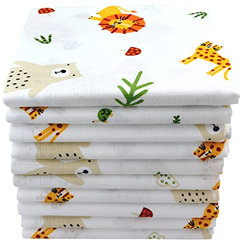 M.M.C. Mulltücher mit Tier Motiven 10er Pack| Spucktücher Baby | Stoffwindeln 70x80 | Mullwindeln | Öko-Tex (10 Löwen) von M.M.C.