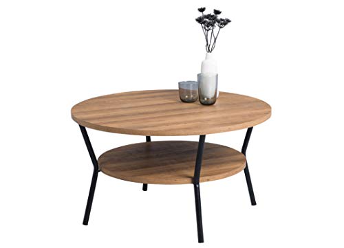 M2 Kollektion Aurora Couchtisch, MDF, braun, Durchmesser 80cm, Höhe 45cm von M2 Kollektion
