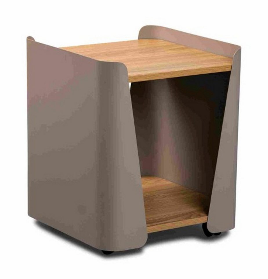 M2 Kollektion Beistelltisch Rollen, Ablage, Eiche Dekor, Metall braun + MDF - 40x48x40cm (BxHxT) von M2 Kollektion