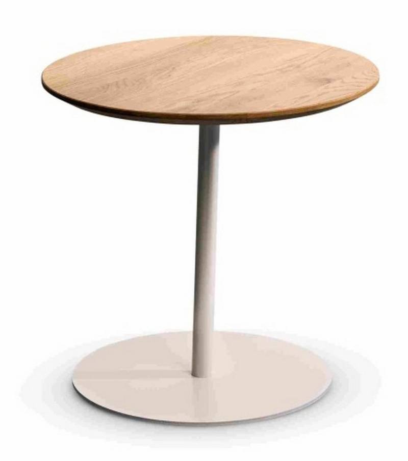 M2 Kollektion Beistelltisch in creme + Wildeiche, Metall + Massivholz - 49x50cm (HxD) von M2 Kollektion