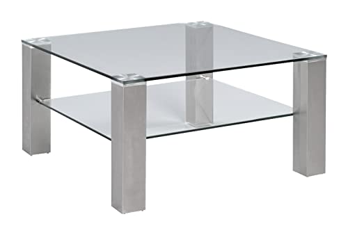 M2 Kollektion Cilo 1 Couchtisch, Glas, Silber, 78x41x78 von M2 Kollektion