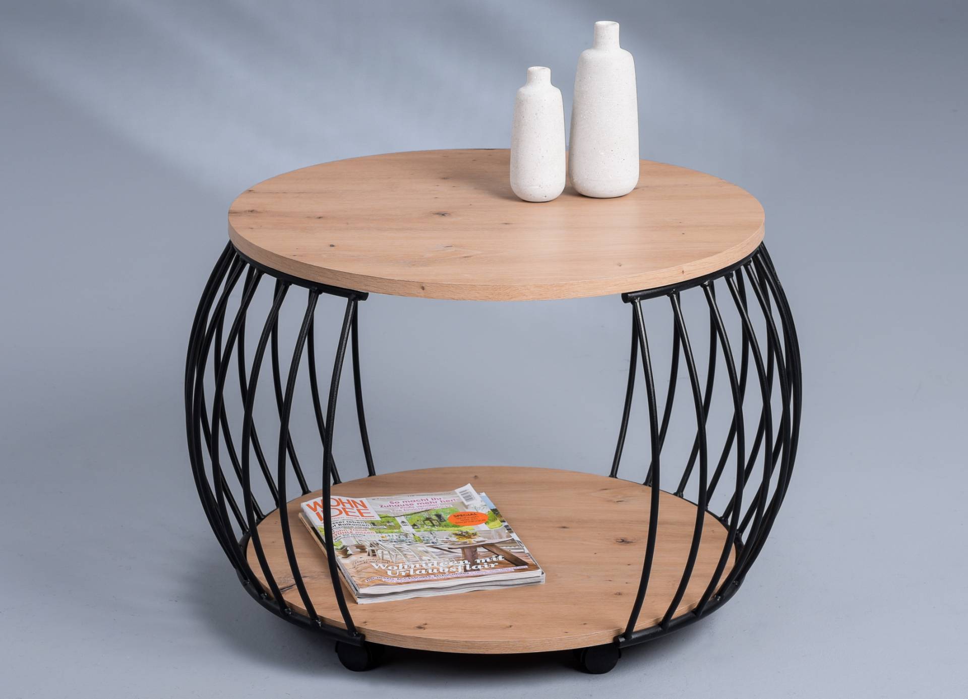 M2 Kollektion Couchtisch Peking mit Platten in Artisaneiche Dekor/Gestell Metall schwarz von M2 Kollektion