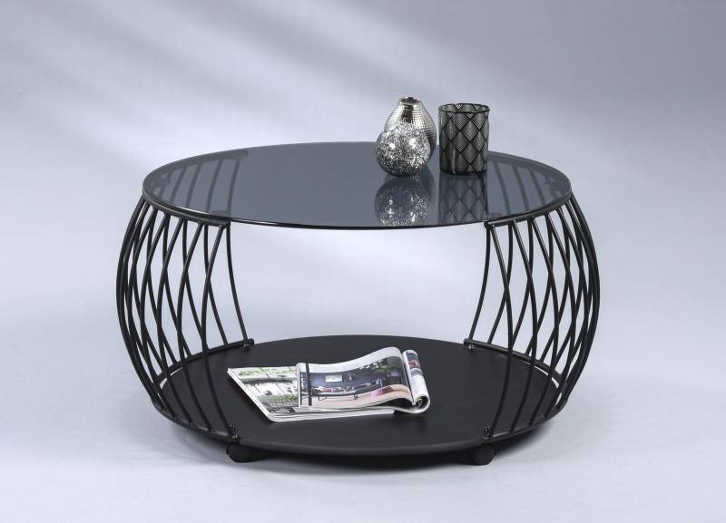 M2 Kollektion Couchtisch Shanghai 2 in Glas Grau, MDF Schwarz von M2 Kollektion