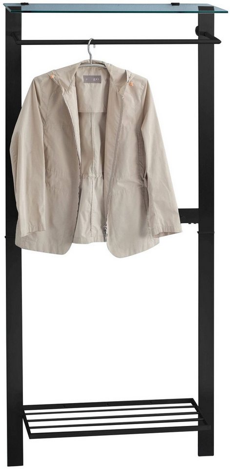 M2 Kollektion Garderobe Valencia, Schuhablage Hutablage Sicherheitsglas Metall 80x190x33cm von M2 Kollektion