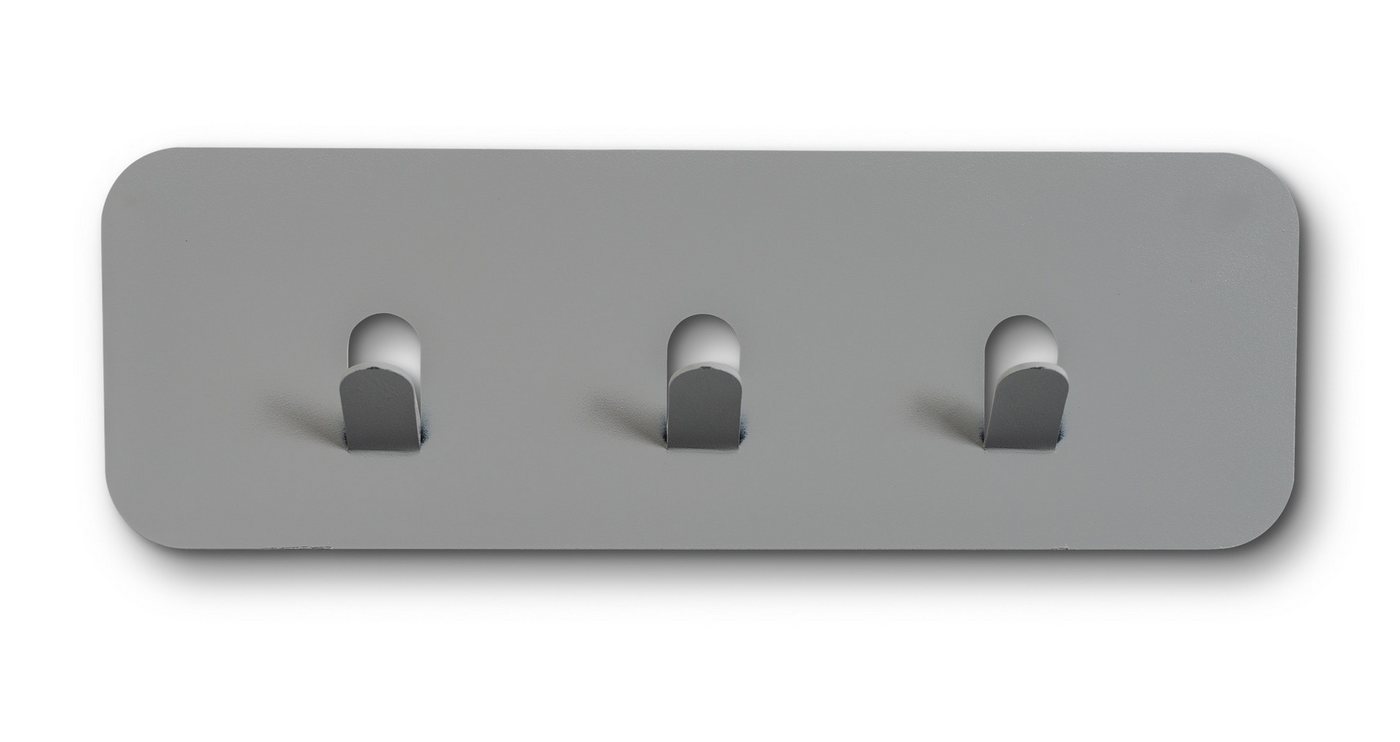 M2 Kollektion Garderobenleiste 3 Haken, in grau, Metall - 30x10x3cm (BxHxT) von M2 Kollektion