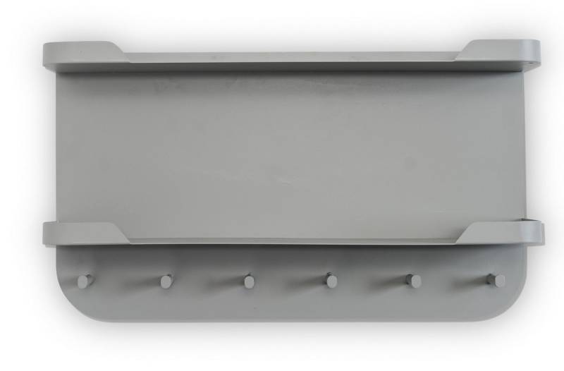 M2 Kollektion Garderobenleiste 6 Haken, 2 Ablagen, grau, Metall - 70x40x12cm (BxHxT) von M2 Kollektion