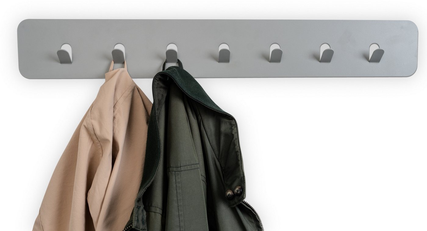 M2 Kollektion Garderobenleiste 7 Haken, in grau, Metall - 70x10x3cm (LxHxT) von M2 Kollektion