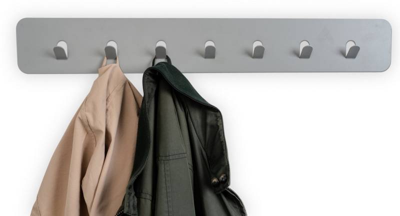 M2 Kollektion Garderobenleiste 7 Haken, in grau, Metall - 70x10x3cm (LxHxT) von M2 Kollektion