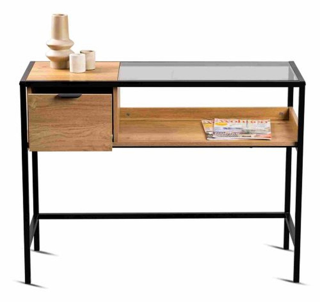 M2 Kollektion Konsolentisch Schublade, Ablage, in Dekor Eiche / schwarz - 100x40x75 (BxHxT) von M2 Kollektion