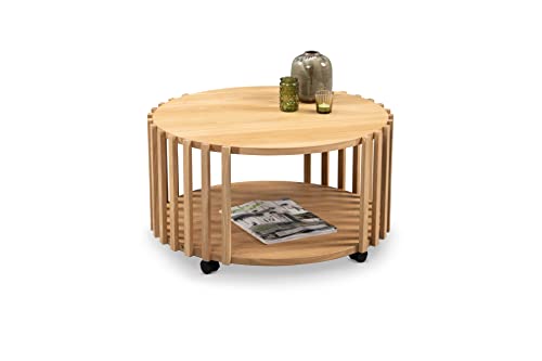 M2 Kollektion Mats 2 Couchtisch, Holz, Braun, D=70cm, H=40cm von M2 Kollektion