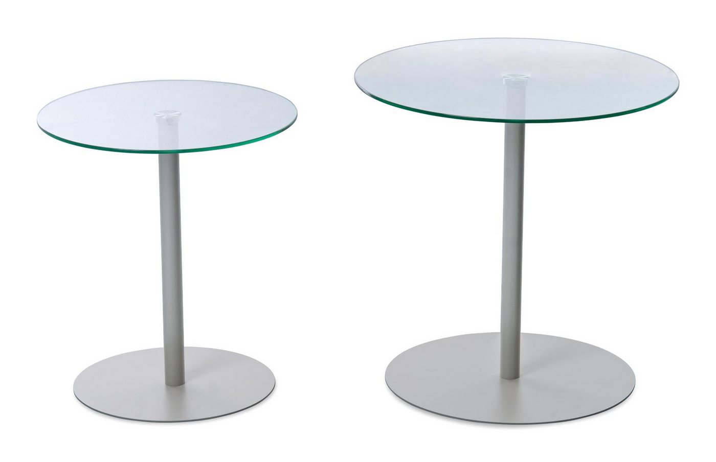 M2 Kollektion Satztisch (2er-Set) in klarglas / beige - Ø/H: 40/45 cm + Ø/H: 50/50 cm (2er-Set) von M2 Kollektion