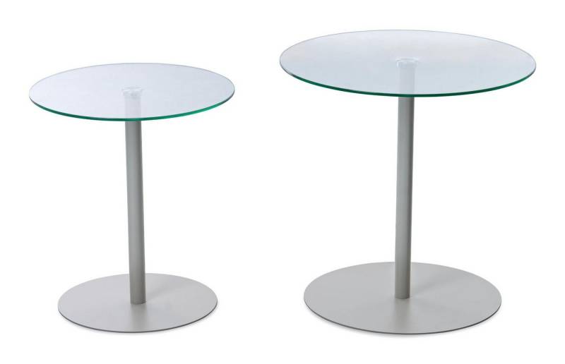 M2 Kollektion Satztisch (2er-Set) in klarglas / beige - Ø/H: 40/45 cm + Ø/H: 50/50 cm (2er-Set) von M2 Kollektion