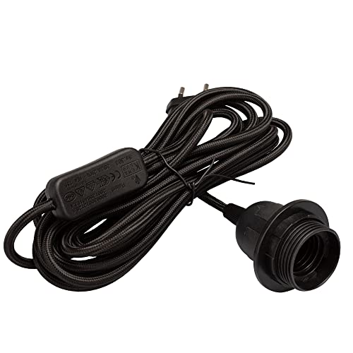 Mextronic Retro-Lampenfasssung E27 mit Textilkabel (schwarz) 4,5m von M2 OUTLET