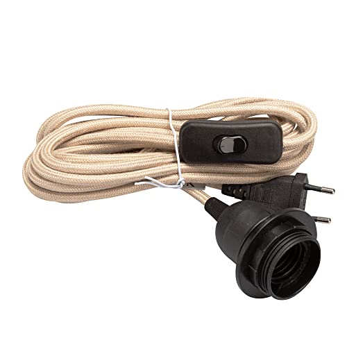Textilkabel pendel Fassung E27 mit Schalter 4,5 Meter EC01B von M2 OUTLET