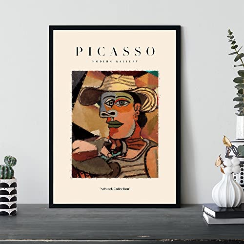 Abstraktes Ölgemälde-Poster, Motiv: Sailor Pablo Picasso, Galerie, Kunst, Wanddekoration, gerahmt in schwarzem Rahmen (A4) von M2M Prints