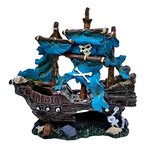 M2cbridge Antike römische Säule Ruinen Europäische Burg Aquarium Dekorationen Aquarium Versteck Felsen (Blaues Piratenschiffswrack) von M2cbridge
