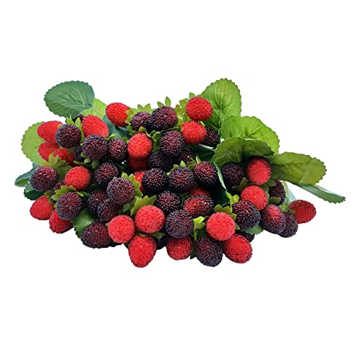 M2cbridge Künstliche Himbeere, Erdbeere, künstliche Früchte, Brombeere, Tischdekoration, Rot mit Schwarz, 4 Stück von M2cbridge